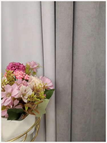 Изображение товара Штора для комнаты 150 х 230 см -1 шт серая и светло-серого цвета для гостиной, спальни и детской