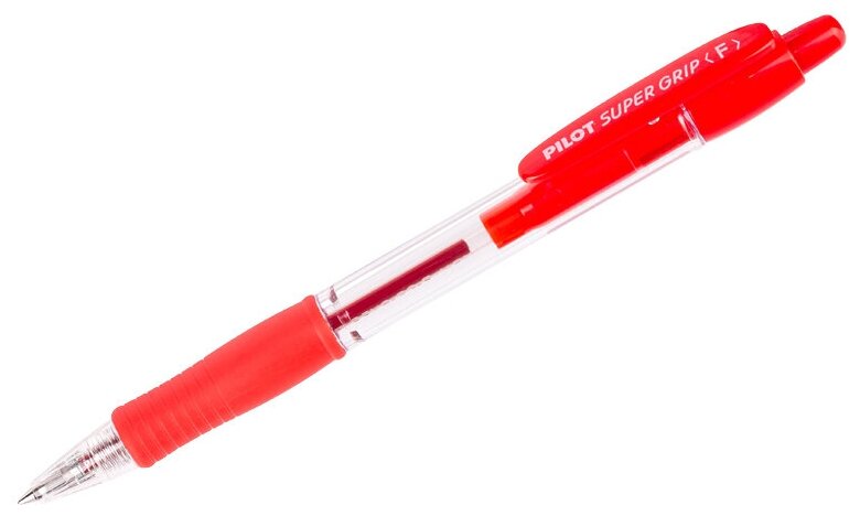 Ручка шариковая автоматическая 12 шт Pilot "Super Grip" красная, 0.7 мм