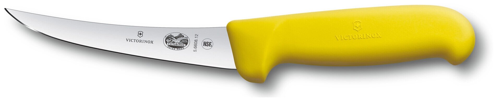 Нож Victorinox кухонный Fibrox (5.6608.12) стальной разделочный лезв.120мм прямая заточка желтый