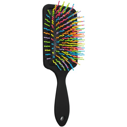 Купить STUDIO STYLE Массажная расчёска для волос/ Расческа-щетка массажная для укладки волос черная с цветными зубчиками, прямоугольная, черный