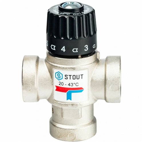 термостатический смесительный клапан 35 60 с vr181 vieir Термостатический смесительный клапан для систем отопления и ГВС 3/4* ВР Stout (35-60 °С, KVs 1.6 м3/ч)