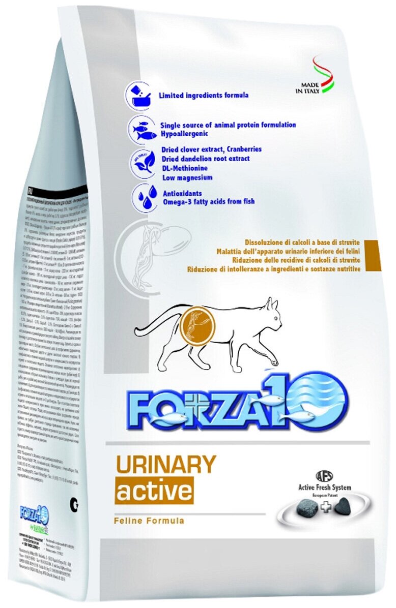 FORZA10 CAT URINARY ACTIVE для взрослых кошек при мочекаменной болезни (0,45 кг)