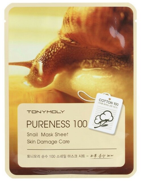 TONY MOLY Маска тканевая с муцином улитки. Pureness 100 snail mask sheet, 21 мл.