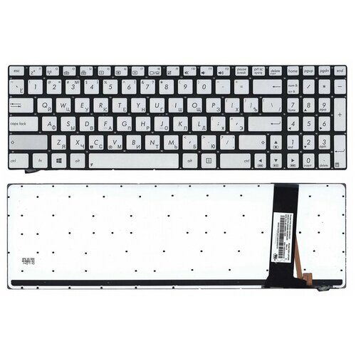 Клавиатура для ноутбука Asus N550J N750J Сеpебро pn NSK-UPN0R 9Z N8BBU L0R 0KN0-N43RU13 0KN0-N43RU23 3659₽