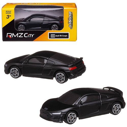 Машина металлическая RMZ City 1:64 Audi R8 Coupe 2019, без механизмов, чёрный матовый цвет машина металлическая rmz city 1 64 audi r8 coupe 2019 без механизмов красный матовый цвет 344038sm e