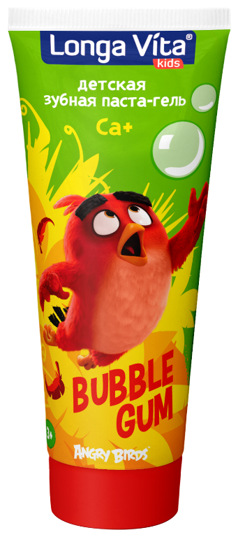 Детская зубная паста-гель Longa Vita для детей от 3-х лет серии Angry Birds Bubble Gum
