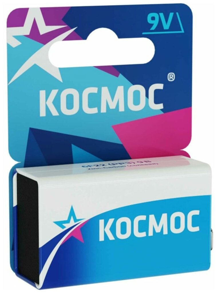 Батарейки Космос 6F22 9V Zinc Carbon KOC6F221BL