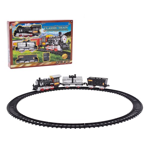 Детская железная дорога на батарейках, звук, свет (JHX6618) конструктор поезд паровоз с вагонами