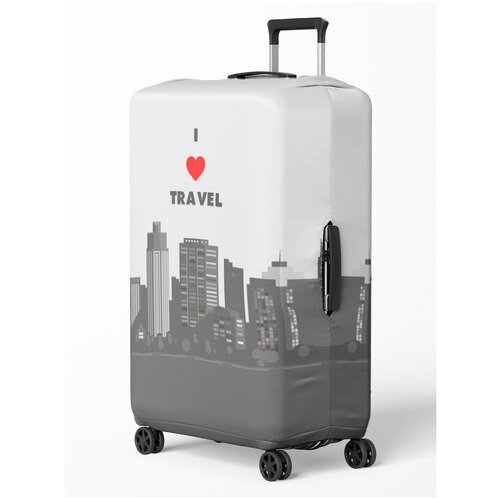 Чехол для чемодана , размер S, белый, серый