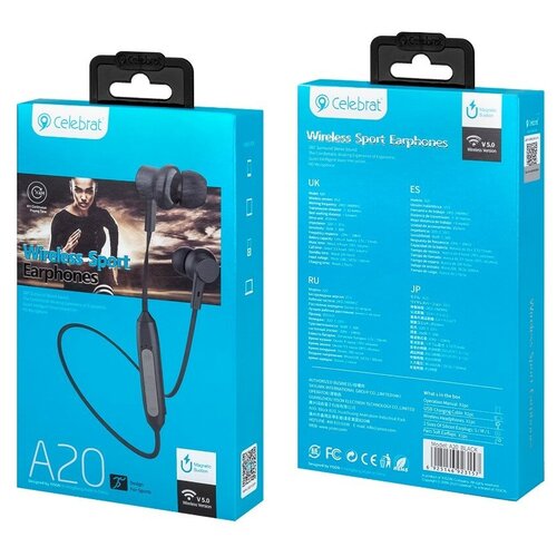 Наушники Bluetooth Celebrat A20 вставные спортивные черные 62100₽