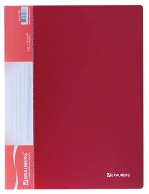 Папка со вкладышами Brauberg 10 вкладышей, Стандарт, красная 0,5 мм (221590)