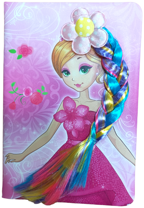 Блокнот детский Little Princess /принцесса с косичкой 80 листов в клетку розовый TATImarket