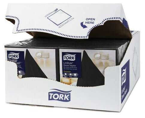 Бумажные нетканые салфетки TORK сервировочные, 39х39 см, 50 шт, чёрные 111632 - фотография № 6