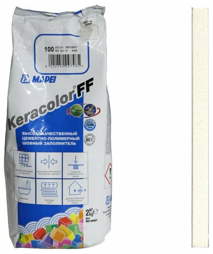 Затирка Mapei Keracolor FF, 2 кг, 100 bianco