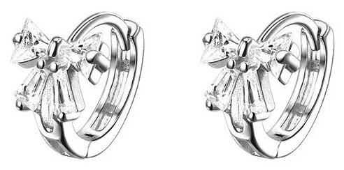 Серьги конго WASABI jewell, циркон, размер/диаметр 12 мм, серебряный