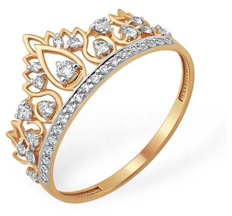 Кольцо, красное золото, 585 проба, фианит