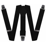 Подтяжки для брюк с усиленными клипсами (3.5 см, 3 клипсы, Черный) 55728 - изображение