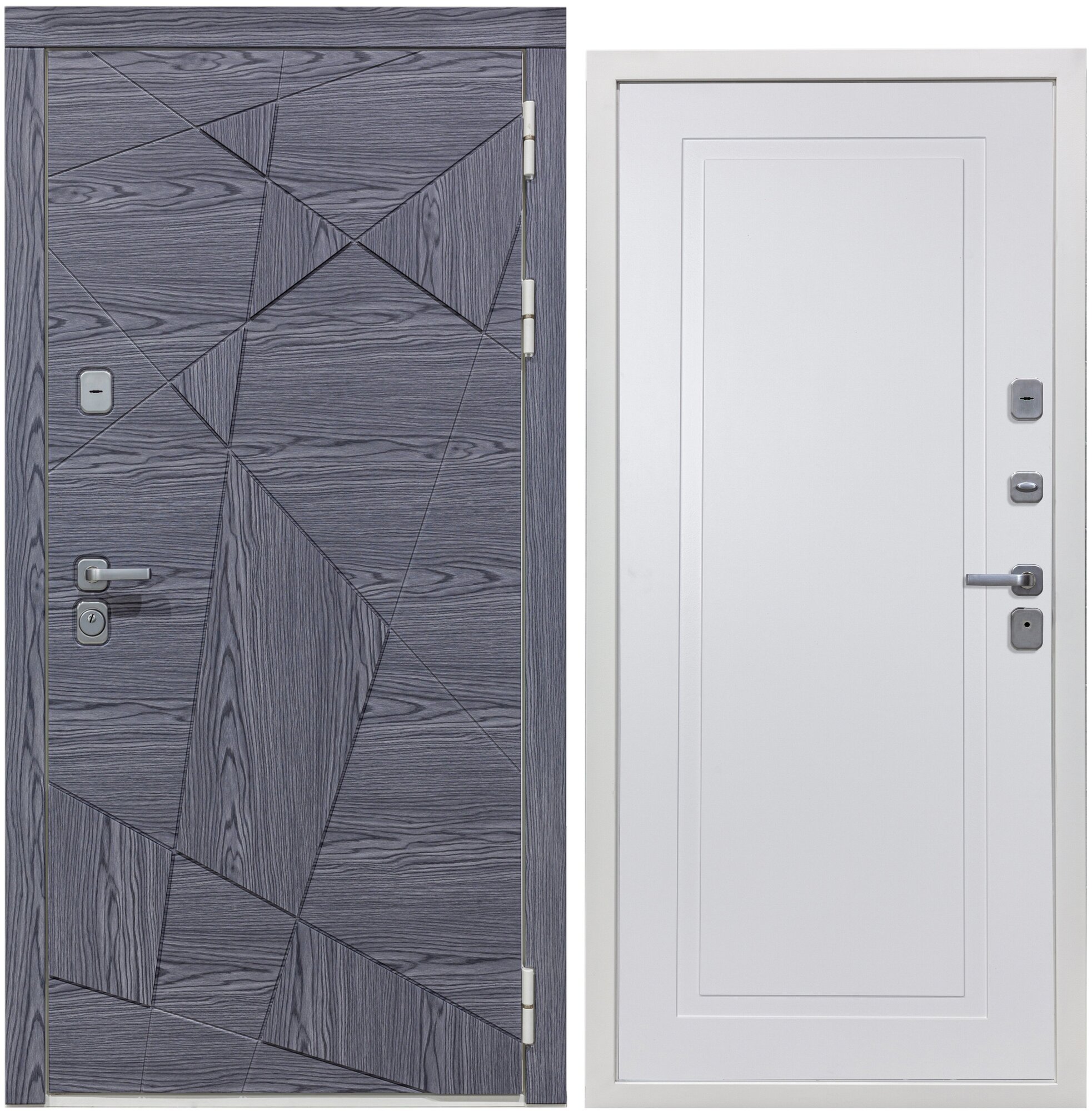 Дверь входная металлическая DIVA 97/3 2050x960 Правая Дуб Графит - Н10 Белый Софт, тепло-шумоизоляция, антикоррозийная защита для квартиры