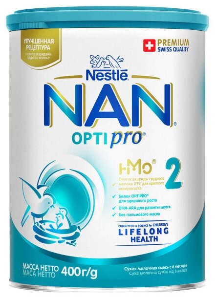 NAN Optipro 2 Молочная Смесь {с 6 мес} 400г.