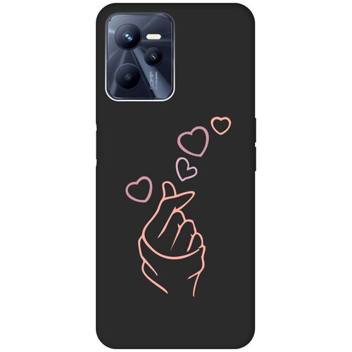 Матовый Soft Touch силиконовый чехол на Realme C35 / Рилми С35 с 3D принтом K-Heart черный матовый soft touch силиконовый чехол на realme c35 рилми с35 с 3d принтом cosmofoxes черный