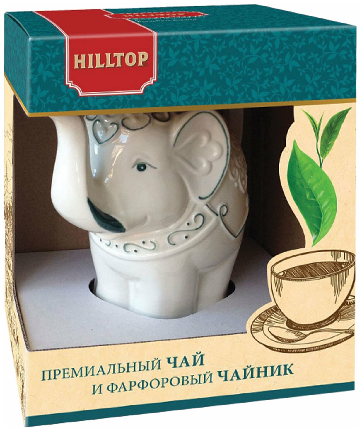 Чай Hilltop Подарок Цейлона 80г, чайник "Слон топаз" - фотография № 3