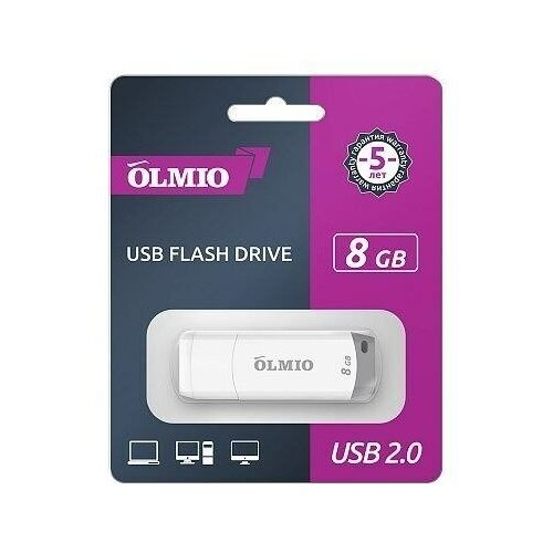 Olmio U-181 USB-Flash 8GB, USB2.0 белый (42081)