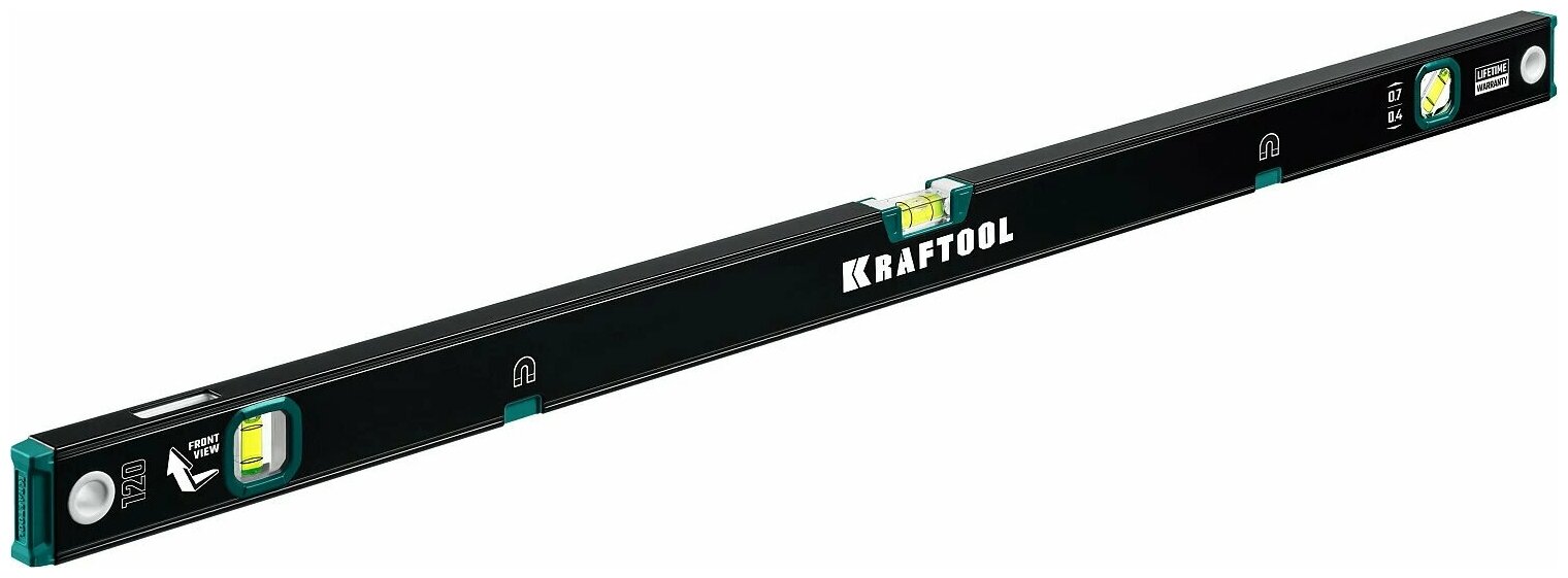 Уровень строительный Kraftool 1200мм, 180/90/45, коробчатый, 3 глазка, зеркальный, фрезерованный