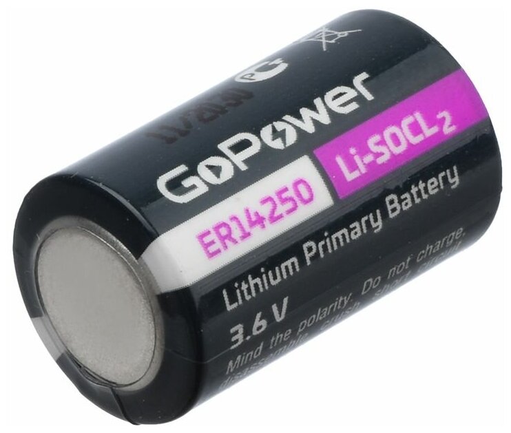 Батарейка GoPower 14250 1/2AA PC1 Li-SOCl2 3.6V с выводами (1/10/500) Батарейка GoPower 14250 1/2AA (00-00015330) - фото №3