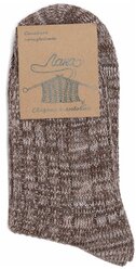 Шерстяные носки "Лана" из натуральной овечьей шерсти - цветной микс - коричневый-белый 43-44