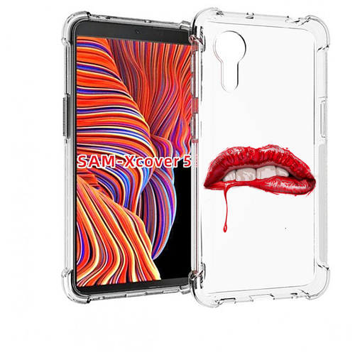Чехол MyPads яркие красные губы для Samsung Galaxy Xcover 5 задняя-панель-накладка-бампер