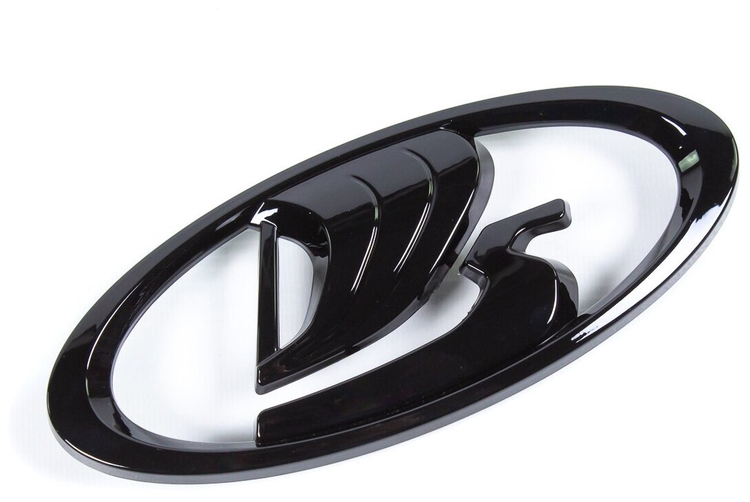 Шильдик нового образца на решетку радиатора со знаком "Ладья" эмблема для Лада Веста Иксрей Нива 4х4 Урбан Гранта ФЛ (Черный лак)