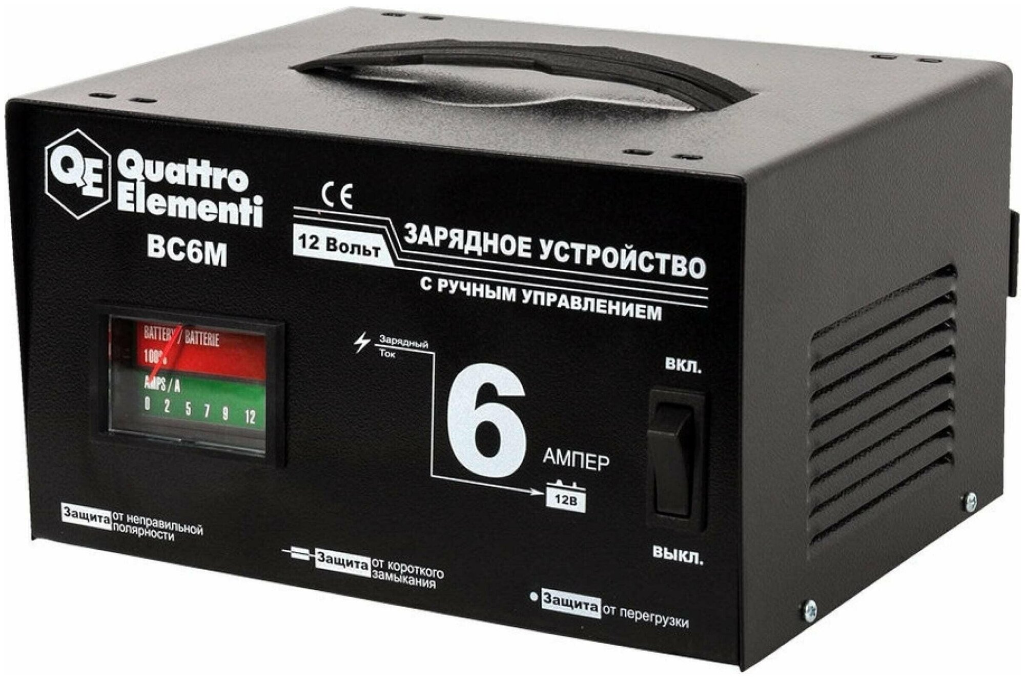 Зарядное устройство QUATTRO ELEMENTI BC 6M (12В, 6А), 770-070