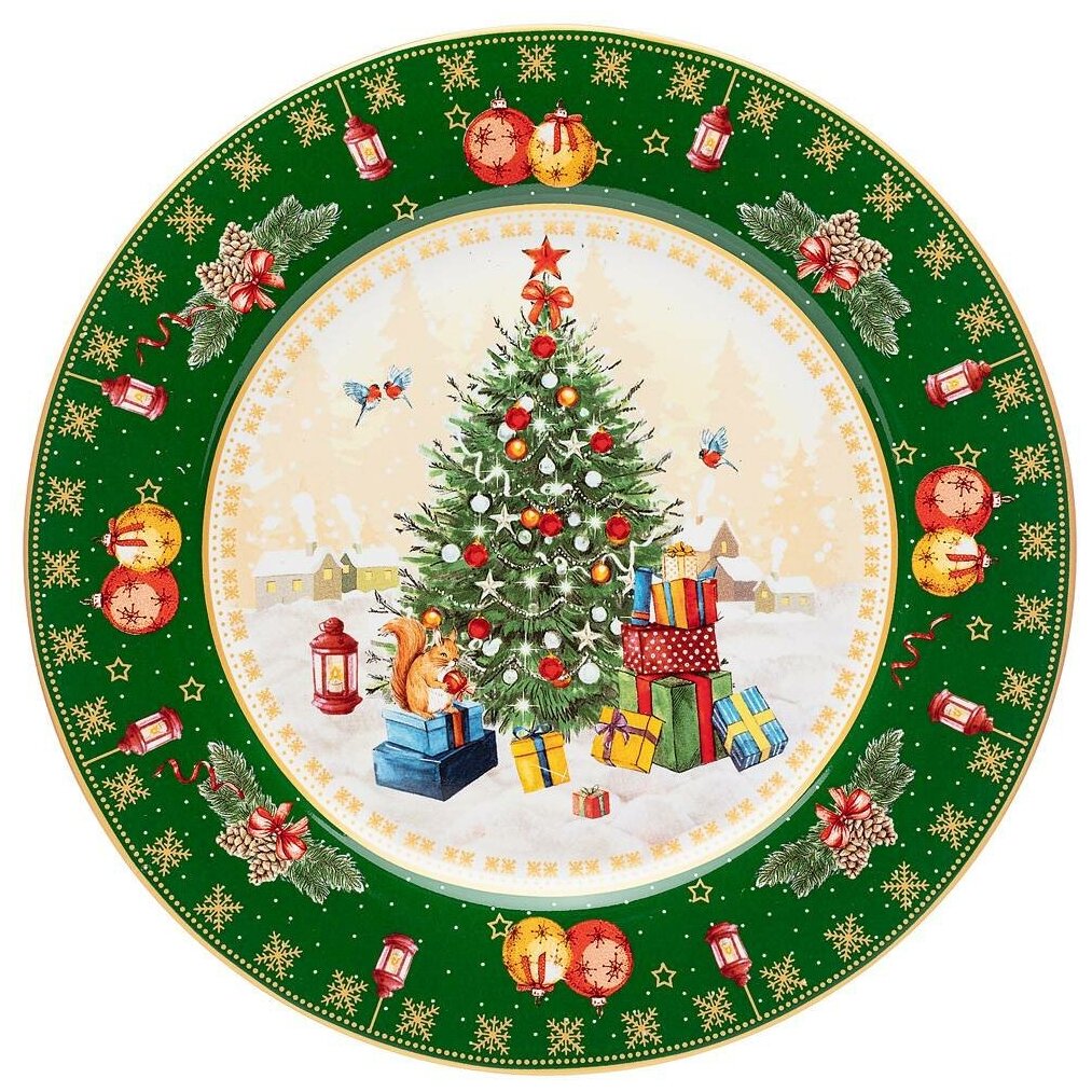 Тарелка закусочная елка 21см зеленая Lefard Новогодняя коллекция (153663)