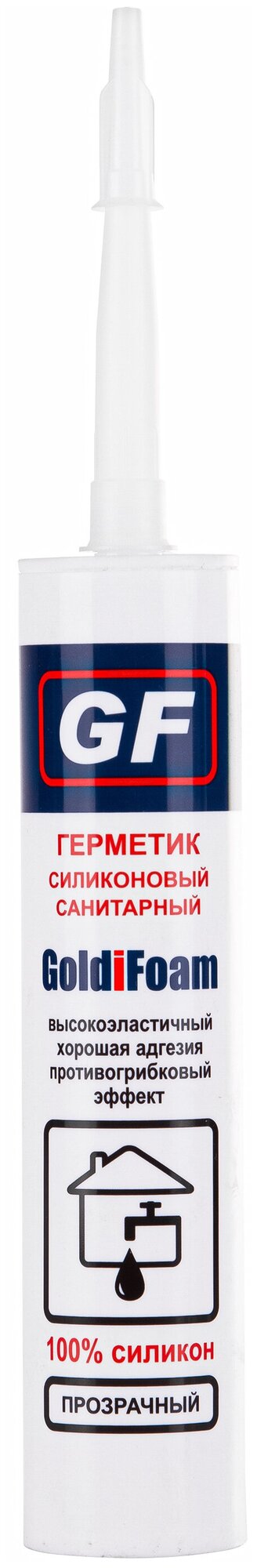 GoldiFoam герметик силиконовый санитарный прозрачный GFsilsan_transp