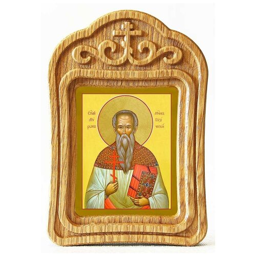 Священномученик Мирон Кизический, икона в резной деревянной рамке