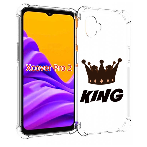 Чехол MyPads корона-короля-черный для Samsung Galaxy Xcover Pro 2 задняя-панель-накладка-бампер