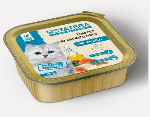 Изображение товара Statera полнорационный влажный корм для взрослых кошек мясной паштет с рыбой, в ламистерах - 100 г х 16 шт