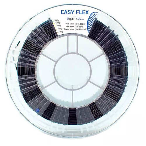 TPU Easy Flex черный 500 гр. 1.75 мм пластик REC для 3D принтера