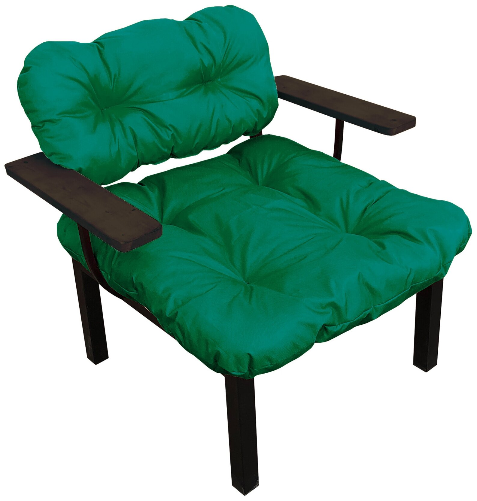 Кресло дачное, зелёная подушка - фотография № 1