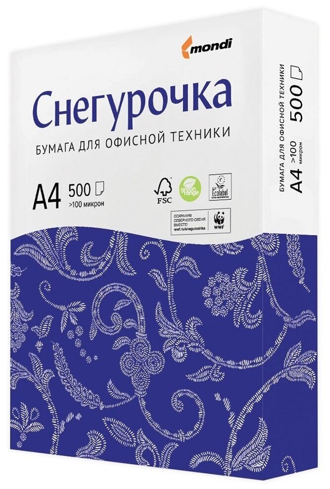 Бумага Снегурочка A4 Снегурочка 80 г/м² 500 лист, белый — фото 1