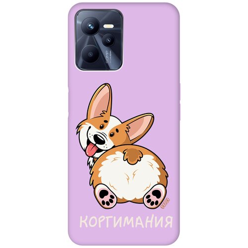 Силиконовый чехол на Realme C35 / Рилми С35 Silky Touch Premium с принтом CorgiMania сиреневый матовый soft touch силиконовый чехол на realme c35 рилми с35 с 3d принтом corgimania черный