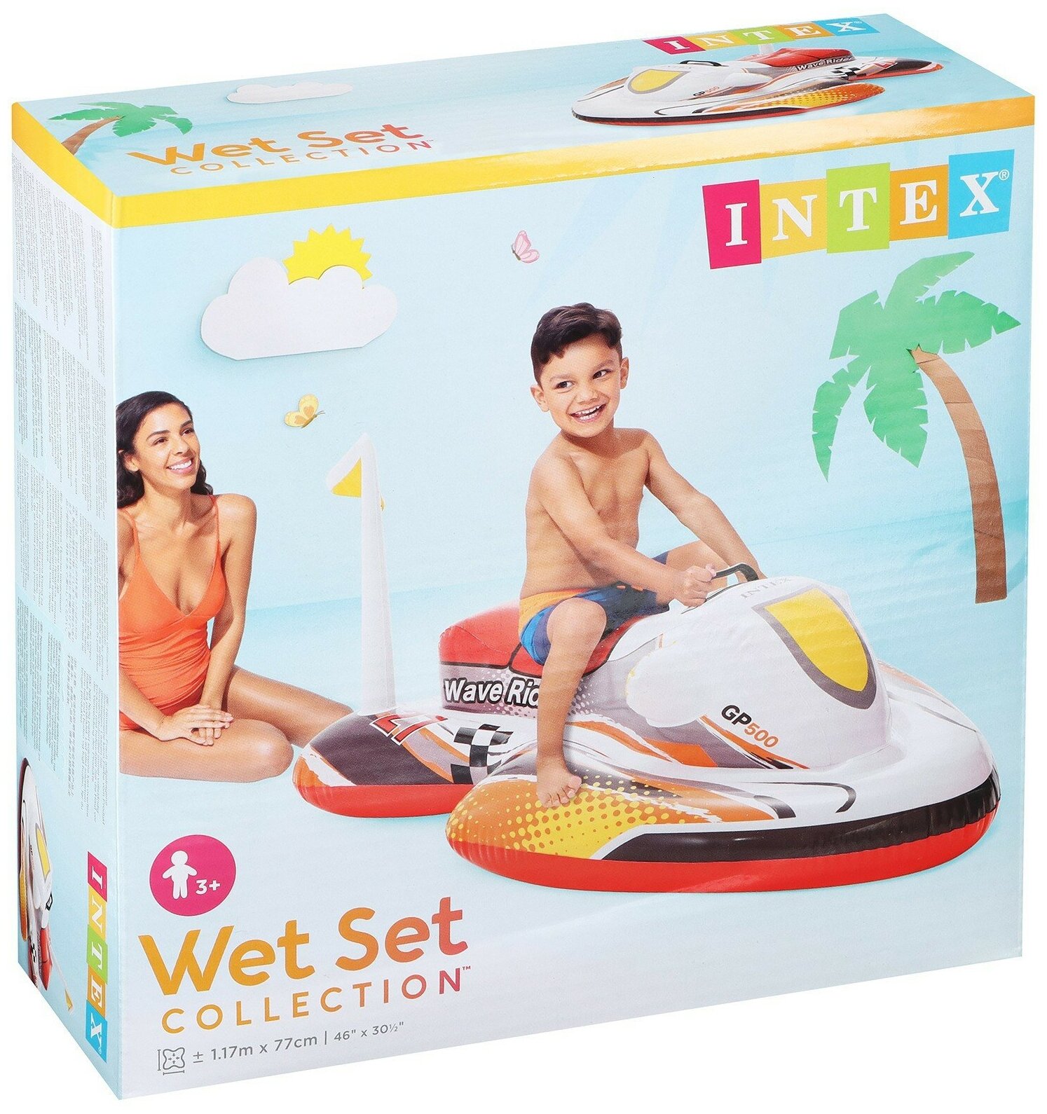 Игрушка INTEX «Скутер», надувная, для плавания, с ручками, размеры 117 х 77 см, от 3 лет, цвет микс ,57520NP