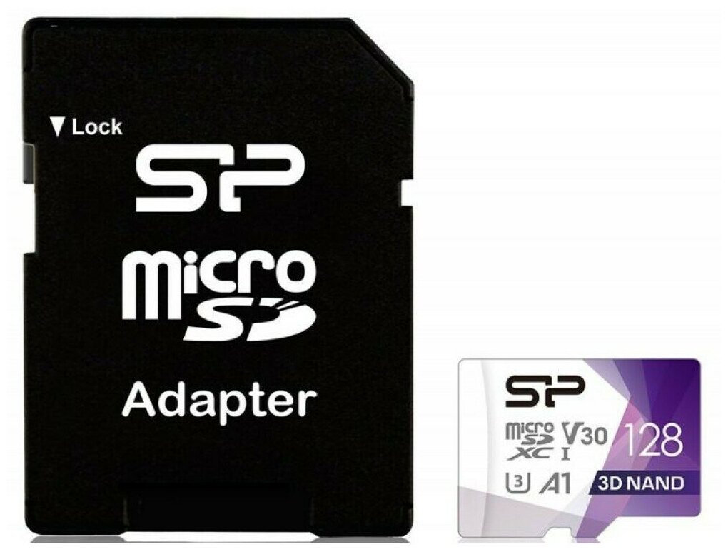 Флеш карта microSD 128GB Silicon Power Superior Pro A1 microSDXC Class 10 UHS-I U3 Colorful 100/80 Mb/s (SD адаптер) - фото №4