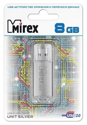 Флешка Mirex Unit silver 8 Гб usb 2.0 Flash Drive - серебристый