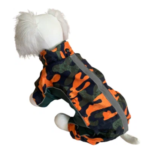Дождевик Камуфляж двухсторонний, зелено-оранжевый, М дождевик для мелких пород собак размер l