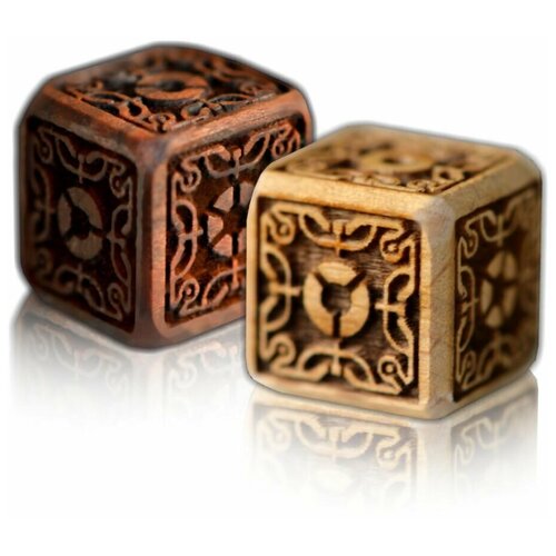 Игральные кубики (кости) Iso Dice, 16мм, 2 шт, игральные кости из экзотического дерева с уникальным дизайном Изоморфик, Дайсы DnD