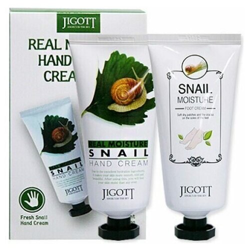 Набор кремов для рук и ног «Улитка» Jigott Snail Real Moisture Hand & Foot Cream Set 100ml + 100ml