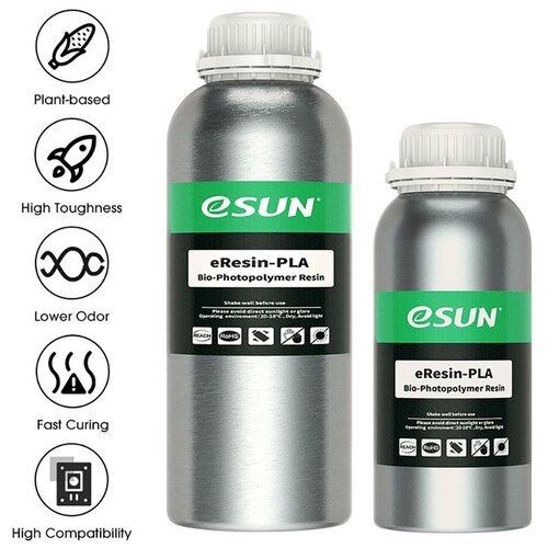 Фотополимерная смола ESUN eResin-PLA прозрачная 0.5кг алюминиевая бутылка