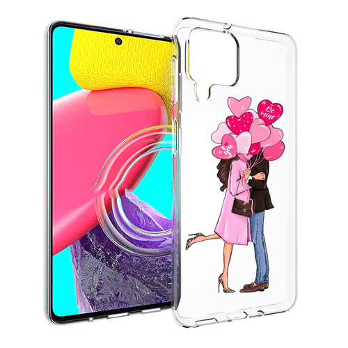 Чехол MyPads девушка-с-парнем-сердечки женский для Samsung Galaxy M53 (SM-M536) задняя-панель-накладка-бампер