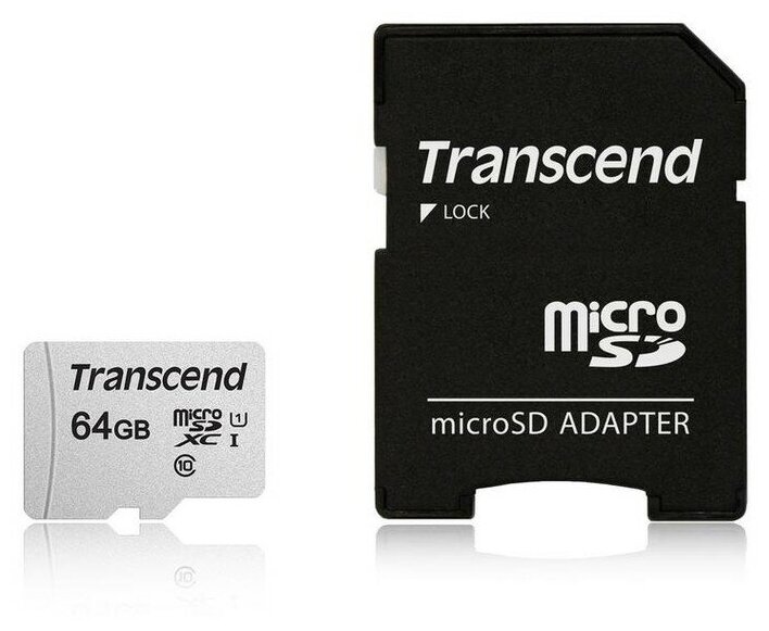 Карты памяти Transcend Карта памяти TRANSCEND 300S-A microSDXC 64GB TS64GUSD300S-A